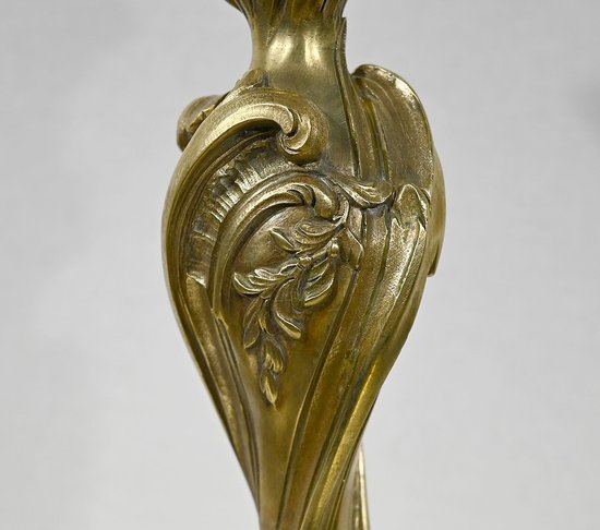 Lampada Art Nouveau in bronzo dorato - Fine XIX secolo