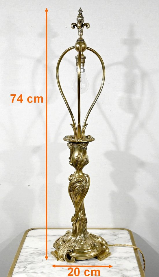 Lampada Art Nouveau in bronzo dorato - Fine XIX secolo