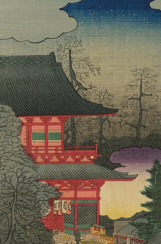 Hiroshige, estampe japonaise, ukiyo-e, festival de fin d'année à Asakusa