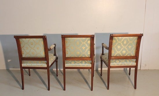 Suite of 3 Louis XVI style Mahogany Armchairs - Mid 20th century