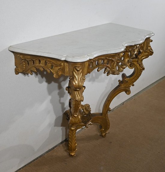 Gilded Wood Console, Louis XV style, Napoleon III period - Mid 19th century