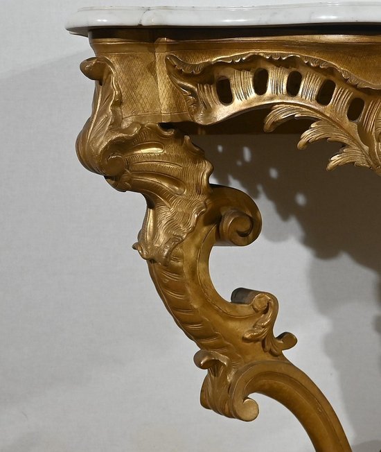 Gilded Wood Console, Louis XV style, Napoleon III period - Mid 19th century