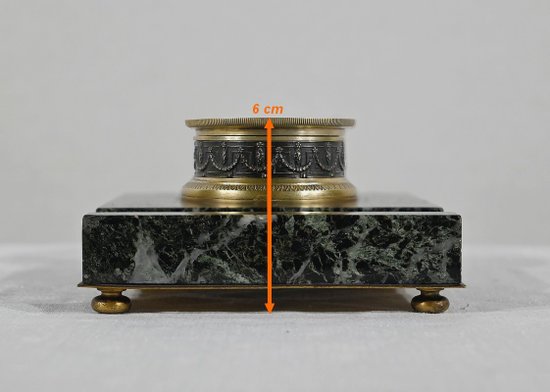 Inkwell with Virgin in Bronze and Marble - End of XIXth century