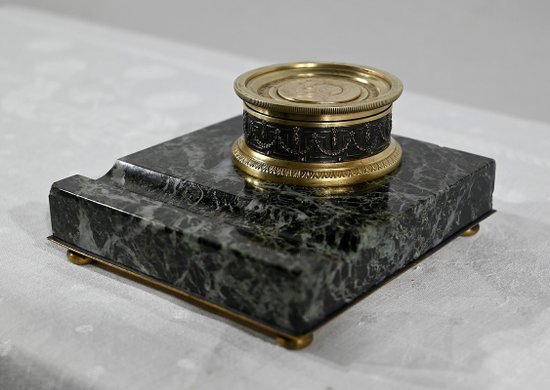 Inkwell with Virgin in Bronze and Marble - End of XIXth century