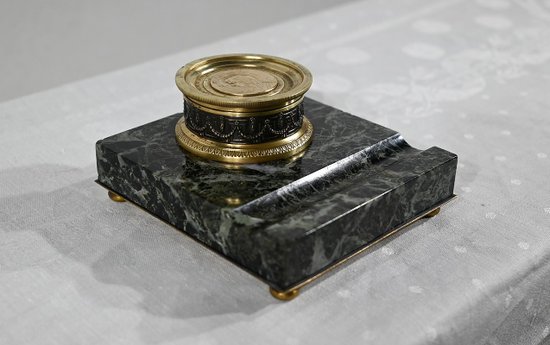 Inkwell with Virgin in Bronze and Marble - End of XIXth century