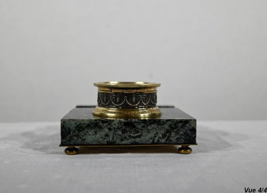 Inkwell with Virgin in Bronze and Marble - End of XIXth century