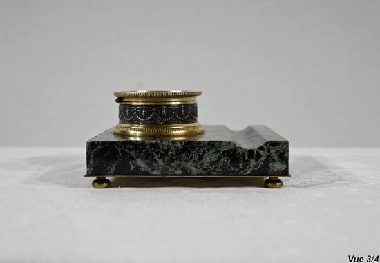 Inkwell with Virgin in Bronze and Marble - End of XIXth century