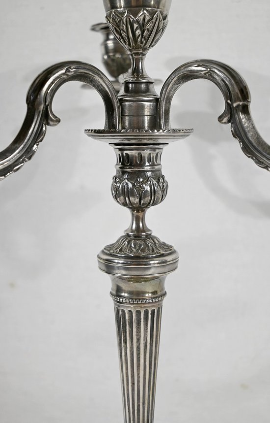 Pair of Silver Bronze Candlesticks - End of XIXth century