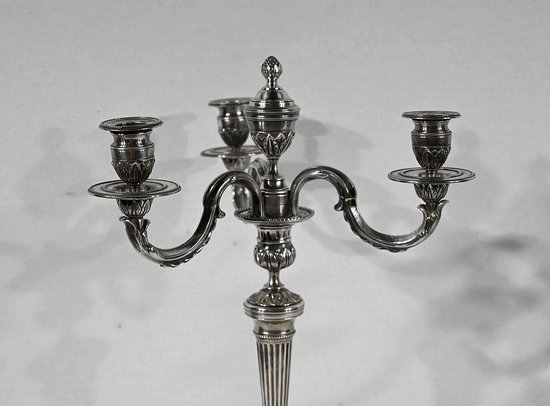 Pair of Silver Bronze Candlesticks - End of XIXth century