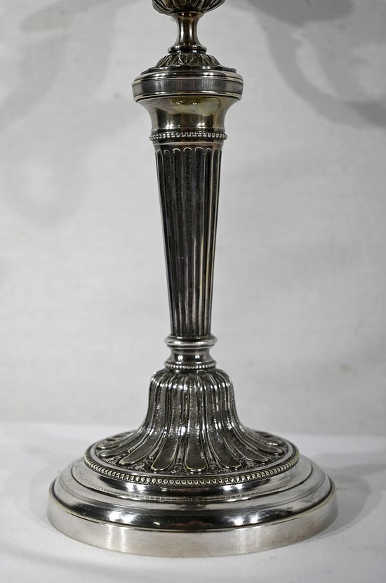 Pair of Silver Bronze Candlesticks - End of XIXth century