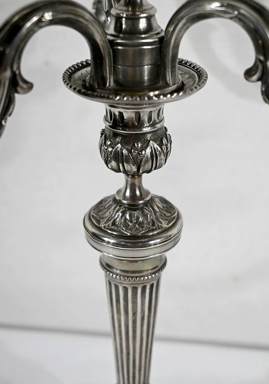 Pair of Silver Bronze Candlesticks - End of XIXth century