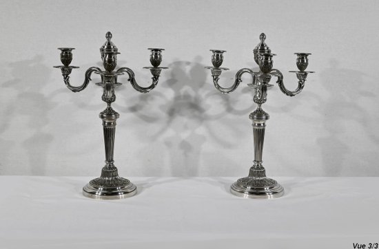 Pair of Silver Bronze Candlesticks - End of XIXth century