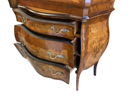 Commode  secrétaire Scriban originale de style louis XV