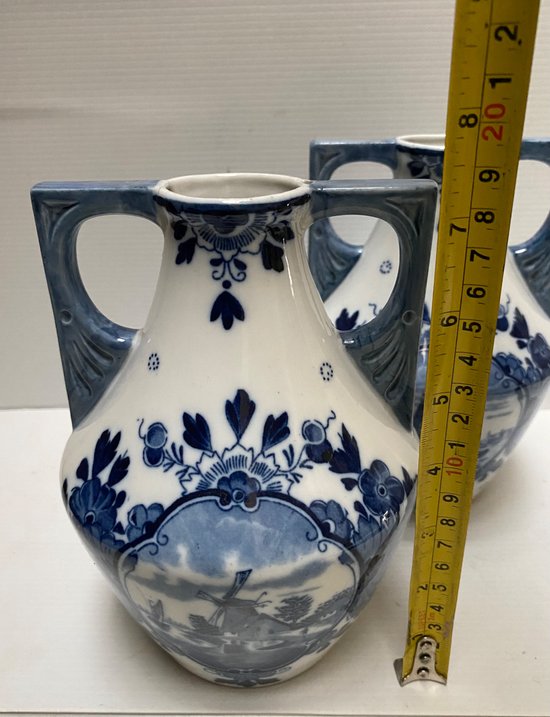 PAIR OF DELFT VASES