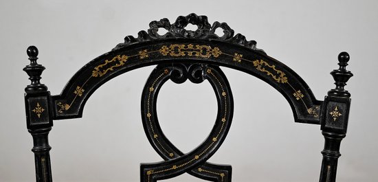 Paire de Chaises laquées noires, Style Louis XVI, époque Napoléon III – Milieu XIXe