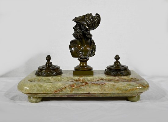 Important Inkwell in Onyx from Pakistan and Bronze - Late 19th century