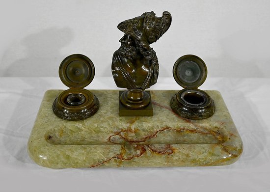 Important Inkwell in Onyx from Pakistan and Bronze - Late 19th century