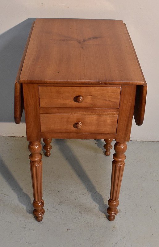 Small living room table with shutters in solid cherry wood, Louis-Philippe period - 19th century