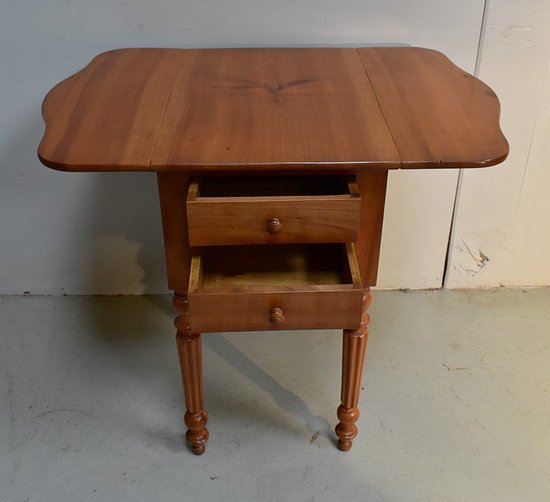 Small living room table with shutters in solid cherry wood, Louis-Philippe period - 19th century