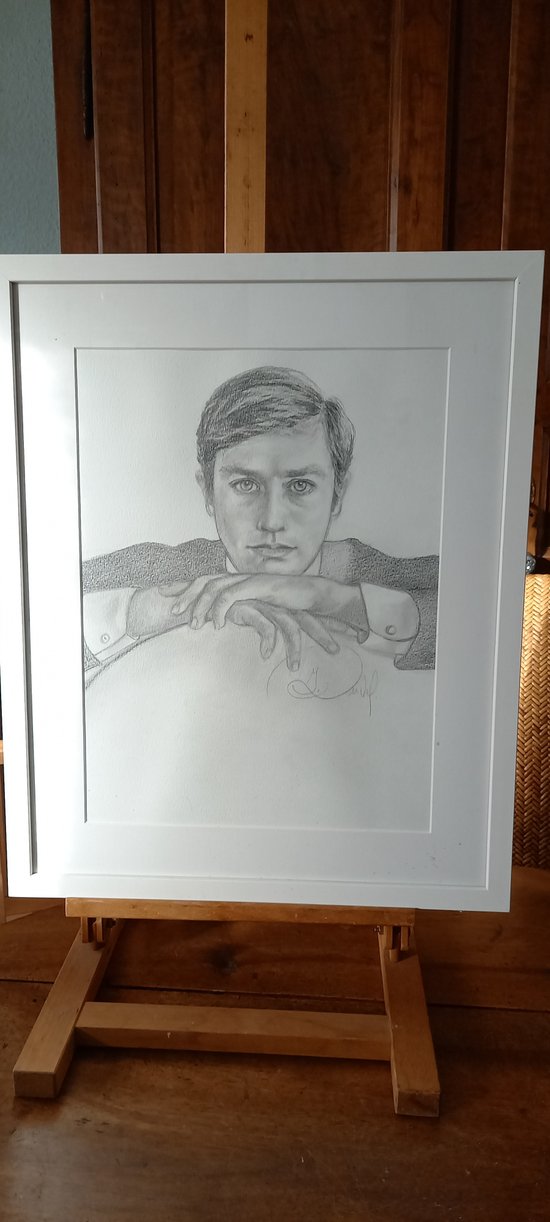 Gray pencil drawing/ portrait of Alain Delon 2014