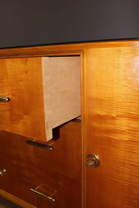 Art Deco Period Sideboard In Light Wood About 1930