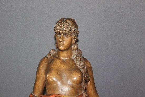 Polychrome terracotta titled "Judith" by Goldscheider around 1900