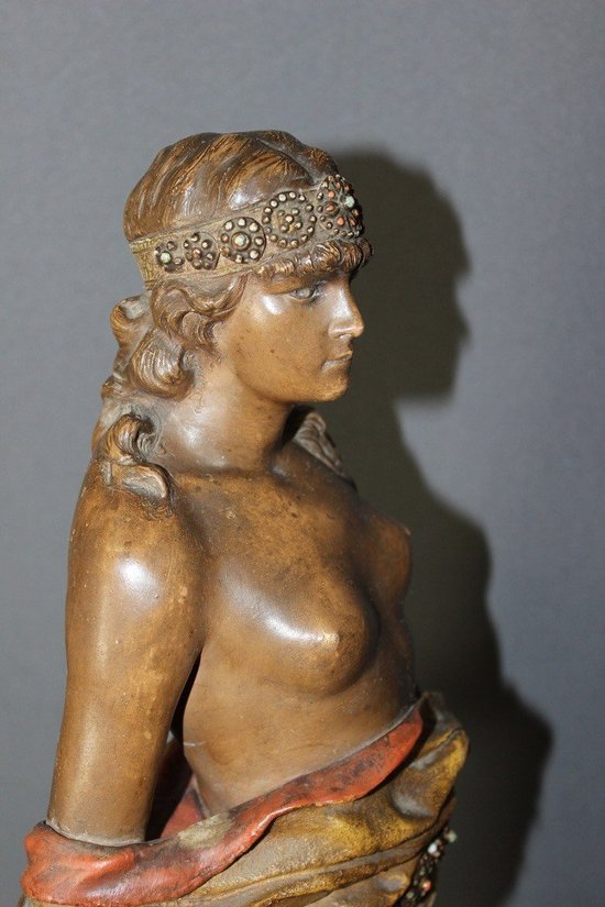 Polychrome terracotta titled "Judith" by Goldscheider around 1900