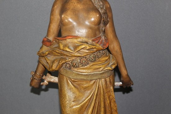 Polychrome terracotta titled "Judith" by Goldscheider around 1900