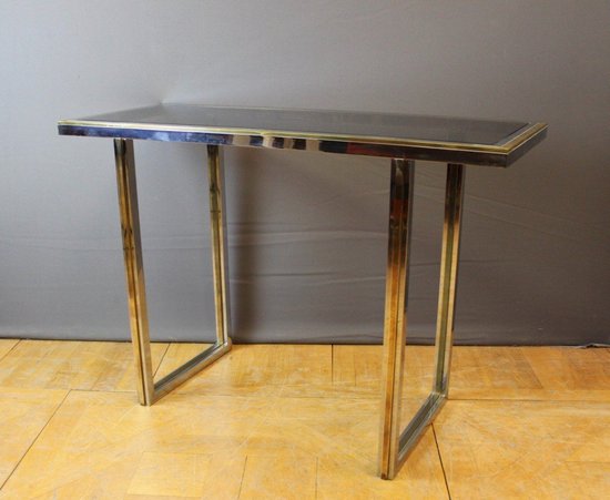 Chrome And Gold Console By Romeo Rega About 1970