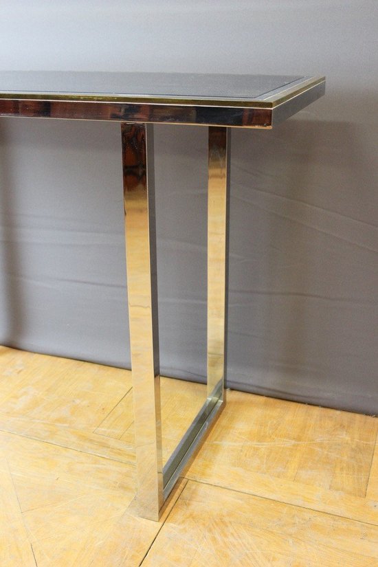 Chrome And Gold Console By Romeo Rega About 1970