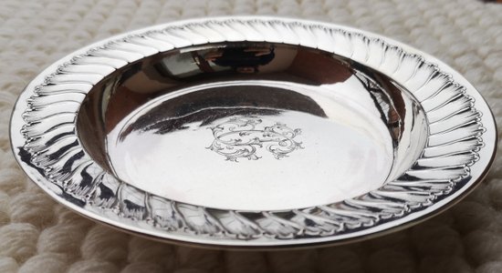 Solid silver porridge plate encrypted goldsmith Edouard Ernie 19th (ref D 0097)