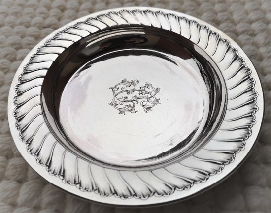 Solid silver porridge plate encrypted goldsmith Edouard Ernie 19th (ref D 0097)