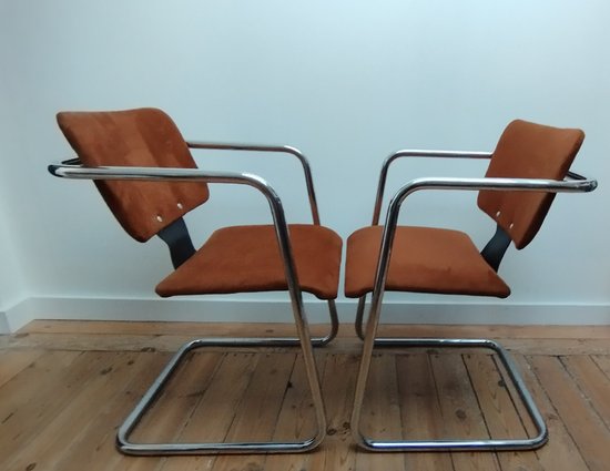 Set of four chairs in the Breuer and Mies Van der Rohe style circa 1970