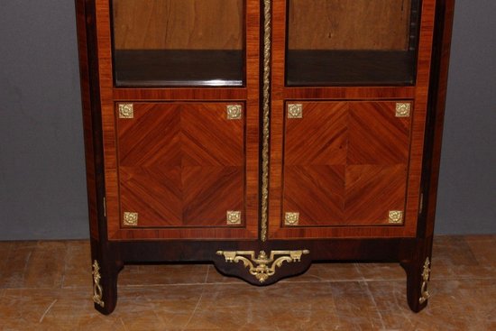 Louis XVI Style Marquetry Display Case Late 19th Century