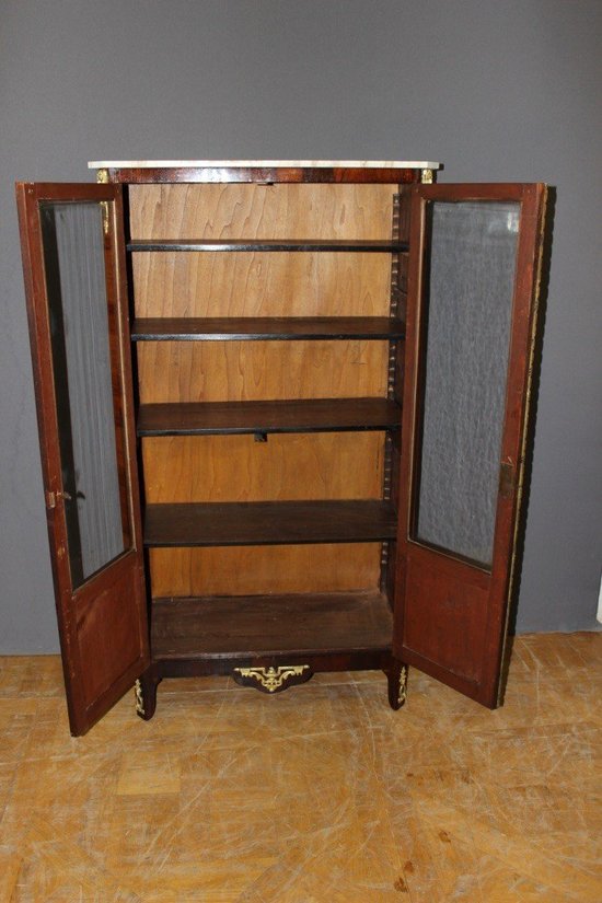 Louis XVI Style Marquetry Display Case Late 19th Century