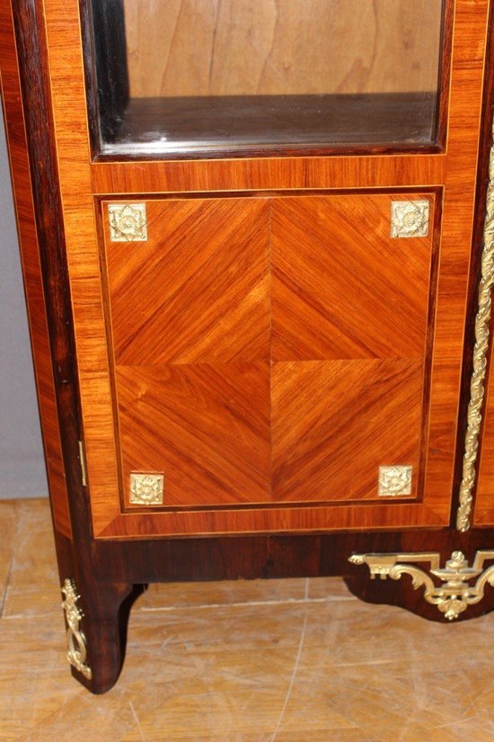 Louis XVI Style Marquetry Display Case Late 19th Century