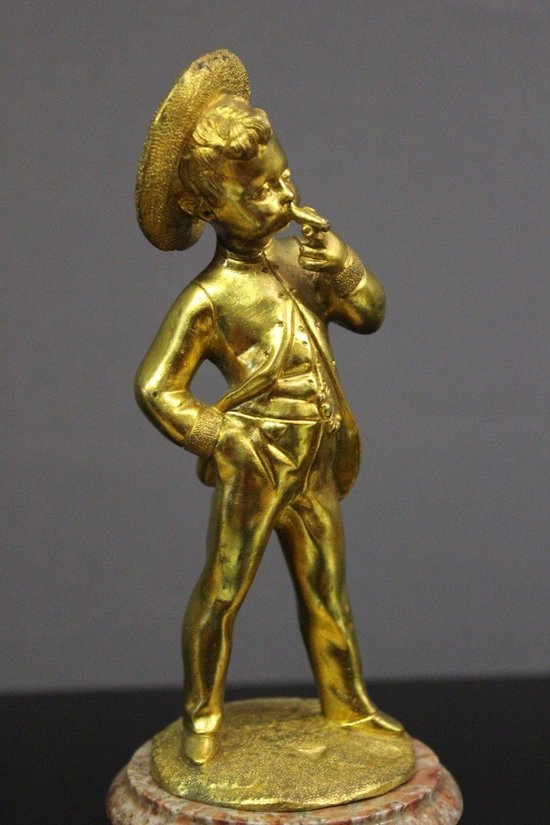 Coppia di sculture in bronzo "bambini fumanti" fine XIX secolo