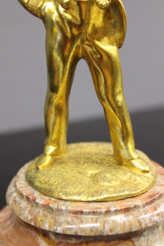 Coppia di sculture in bronzo "bambini fumanti" fine XIX secolo