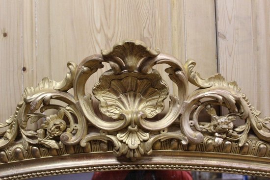 Spiegel Im Stil von Louis XV Aus Holz Und Vergoldetem Stuck XIX