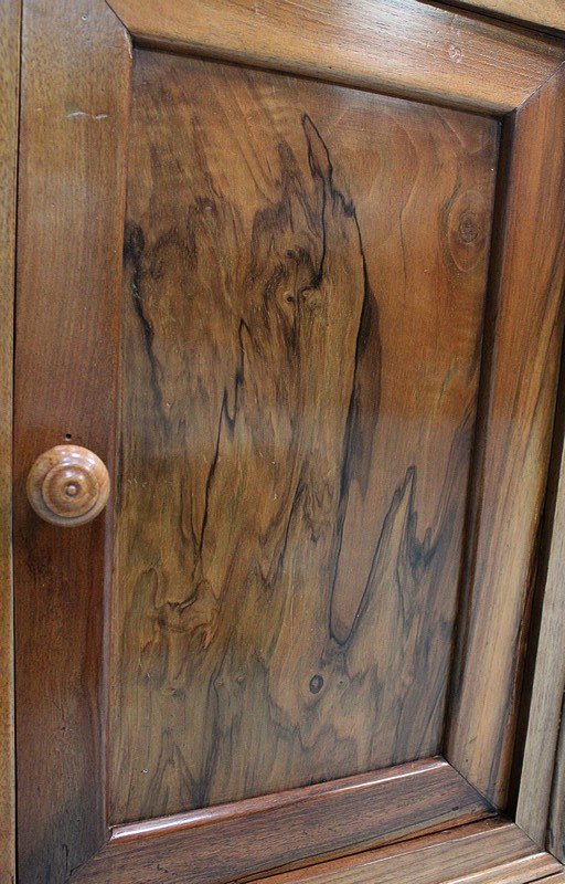 Small solid walnut bedside table with Ste Anne marble - 1900