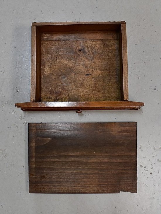 Small solid walnut bedside table with Ste Anne marble - 1900