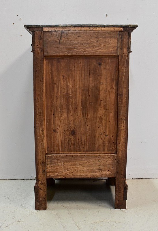 Small solid walnut bedside table with Ste Anne marble - 1900