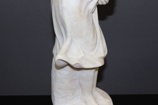 Alabaster Sculpture of a Young Woman with Roses About 1900