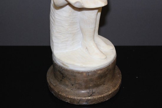 Alabaster Sculpture of a Young Woman with Roses About 1900