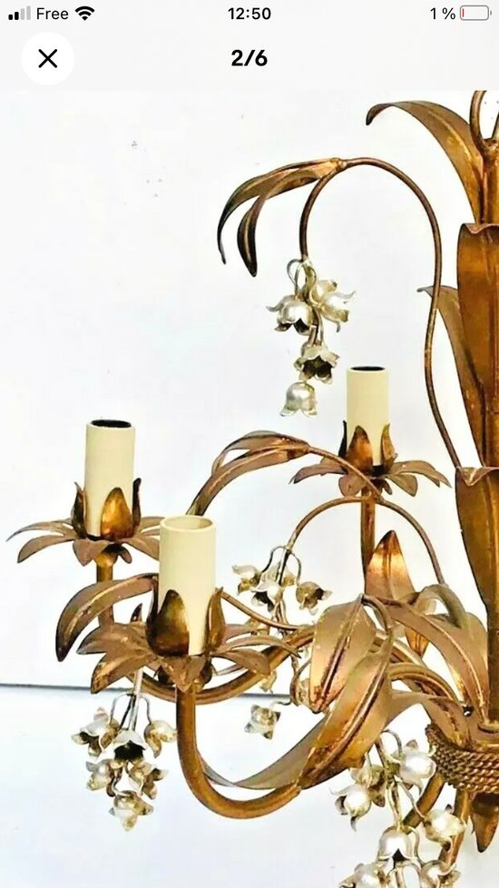 Chandelier in gilded sheet metal attributed to Hans Kolg