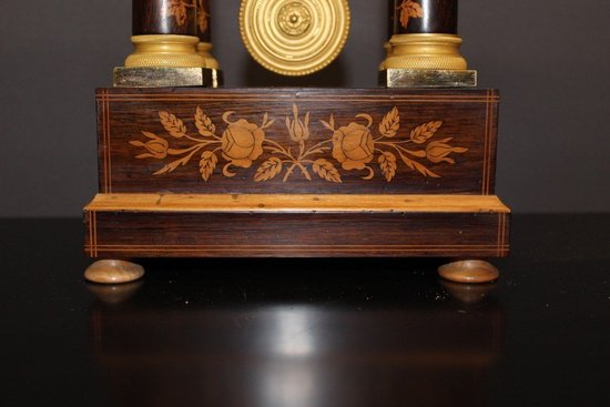 Charles X Portico Clock In Flower Marquetry