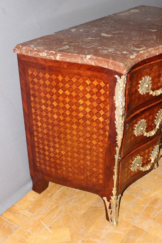 Louis XIV Crossbow Chest Of Drawers In Cube Marquetry