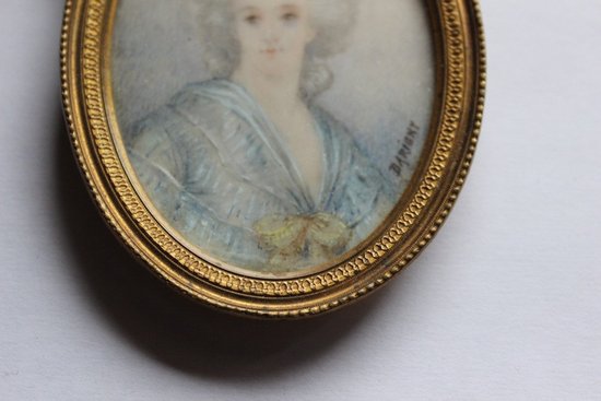 Miniature On Ivory Portrait Of Madame Necker End XIX