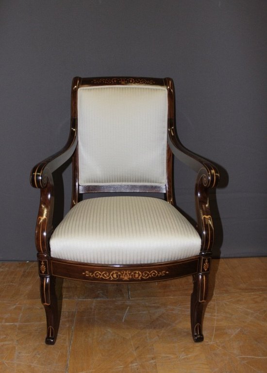 Pair Of Charles X period Armchairs In Marquetry