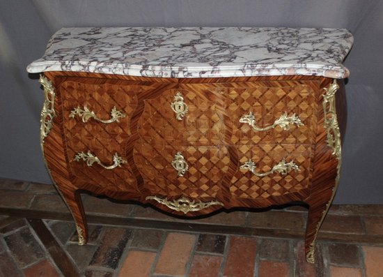 Louis XV Style Cube Inlaid Chest Of Drawers